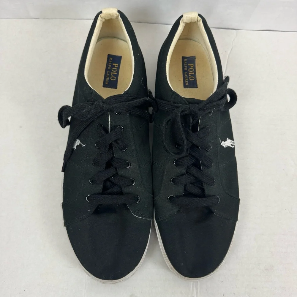 Polo Ralph Lauren Black Canvas Low‎ Top Sneakers Men’s Size 16D Casual Shoes